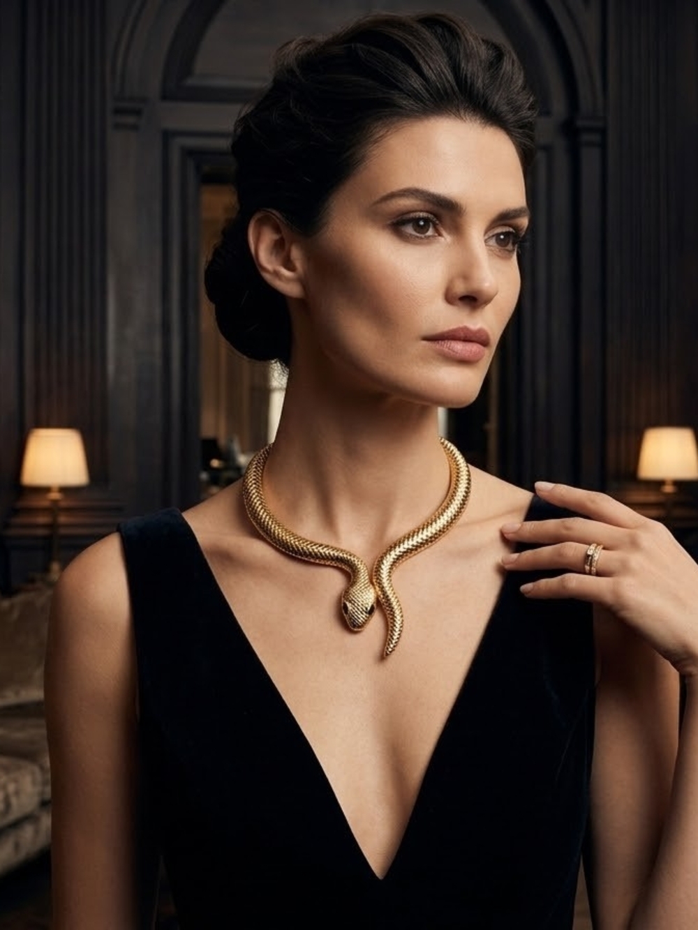 Gold Snake Collar Necklace - Women Jewelry